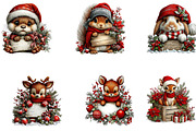 Whimsical Christmas Woodland Animals, a Seasonal Illustration by CreationArt (Thumbnail 4 of 5)