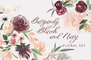 Burgundy, Blush, & Navy Floral Set