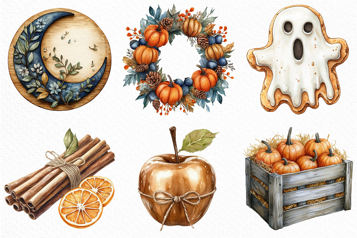 Soft Rustic Halloween Clipart, an Illustration by Craft Nest (Photo 5 of 6)