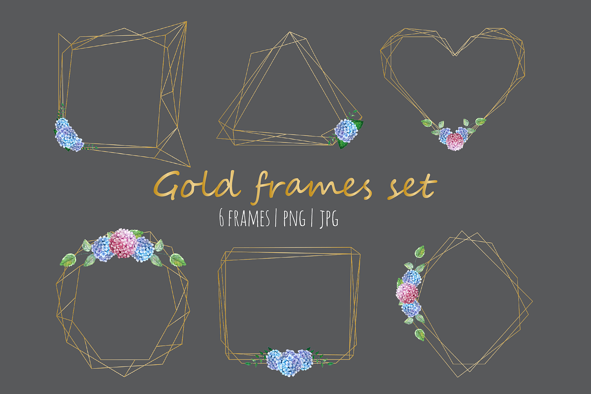 Gold frames with Hydrangea, an Illustration by Annakristal (Photo 2 of 3)