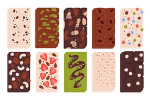 Assorted chocolate bars. Dark, milk, an Illustration by winwin.art