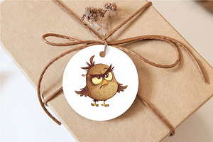 Grumpy Cute Birds 07. TShirt Sticker