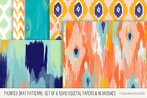 Painted Ikat Papers, Brushes- Stamps