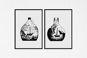 sailboat in bottle stencil v1, a Decorative Illustration by TaKong Magics (Thumbnail 4 of 5)