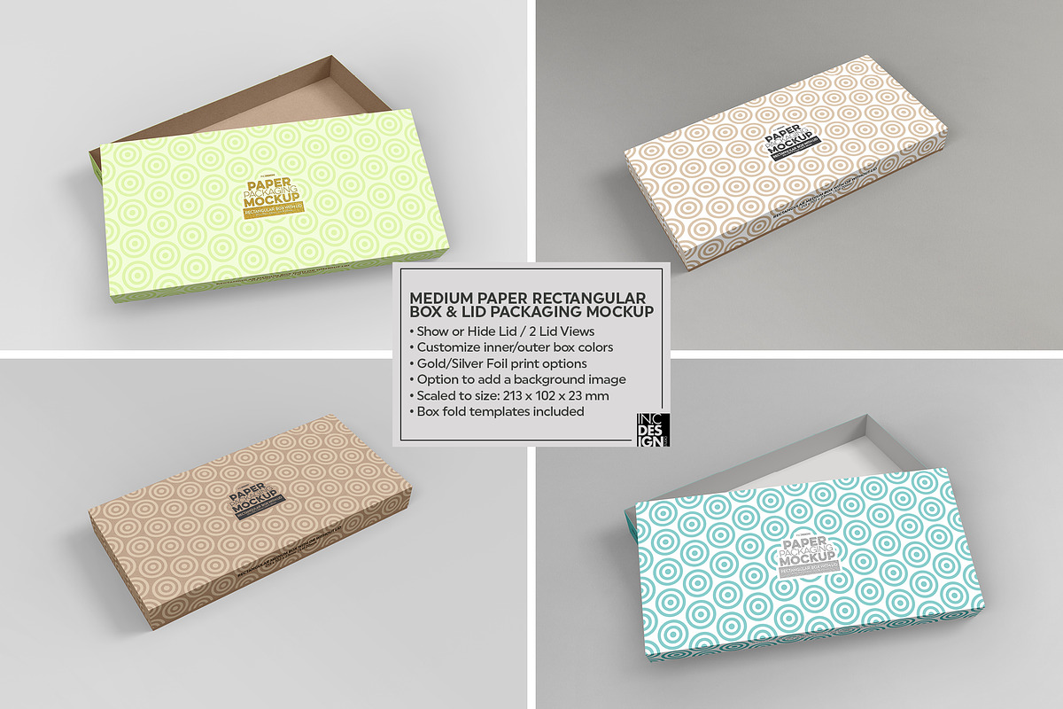 MediumRectangle Paper Box&Lid Mockup, a Cups & Container Mockup by INCDesign (Photo 3 of 7)