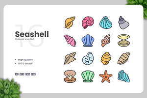Seashell Colored Icons, an Icon by Upnowgraphic