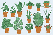 Potted House Plants Vector Clipart, an Illustration by Putnam Road Art (Thumbnail 2 of 3)