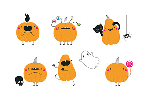 Cute Orange Pumpkin Character With