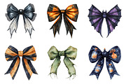 Watercolor Halloween Bow Ribbon PNG, an Illustration by SinaCreation (Thumbnail 4 of 7)