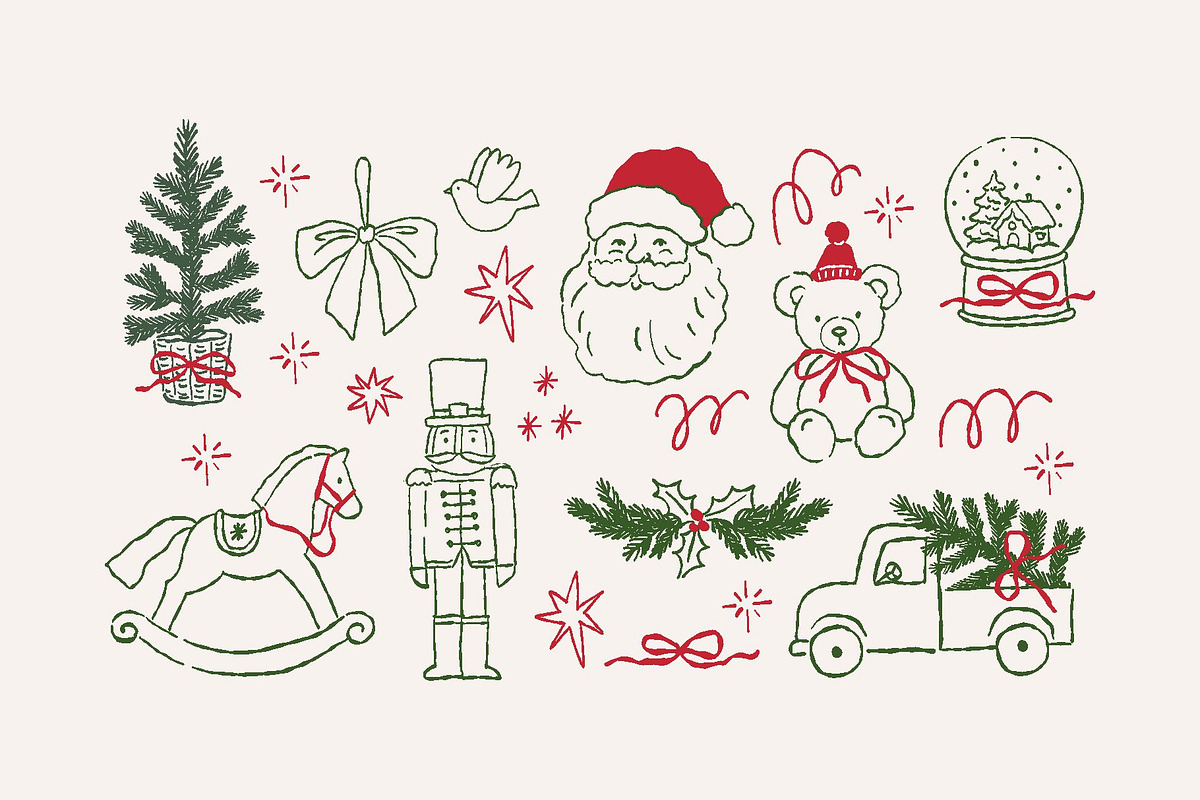 Vintage Christmas Party Clipart, a Decorative Illustration by Barkova Nadya (Photo 6 of 9)