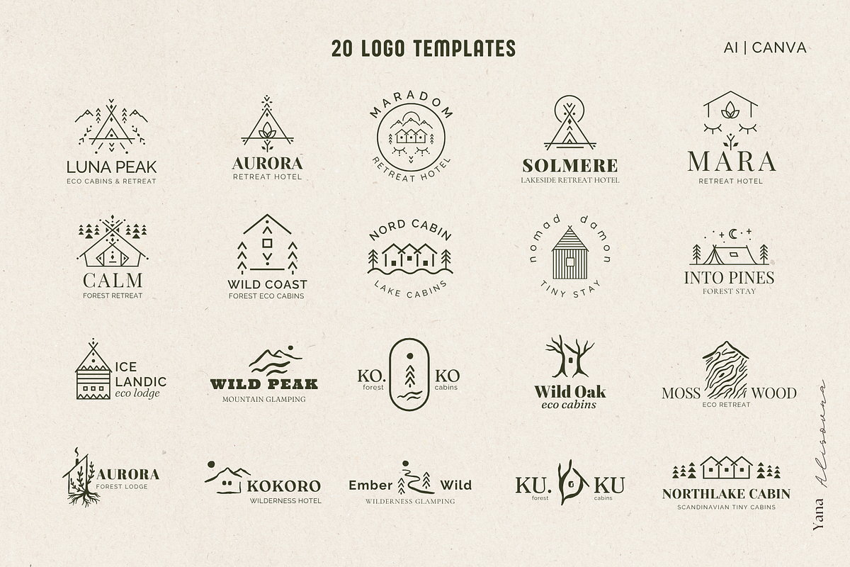 Retreat & Cabin Logo Collection, a Branding & Logo Template by Alisovna (Photo 2 of 14)