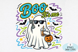 Cute Halloween Coffee Ghost Boo PNG, a Seasonal Illustration by Daily.Designs