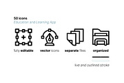 50 Education and Learning App Icons, an Outline Icon by Side Project (Thumbnail 3 of 5)