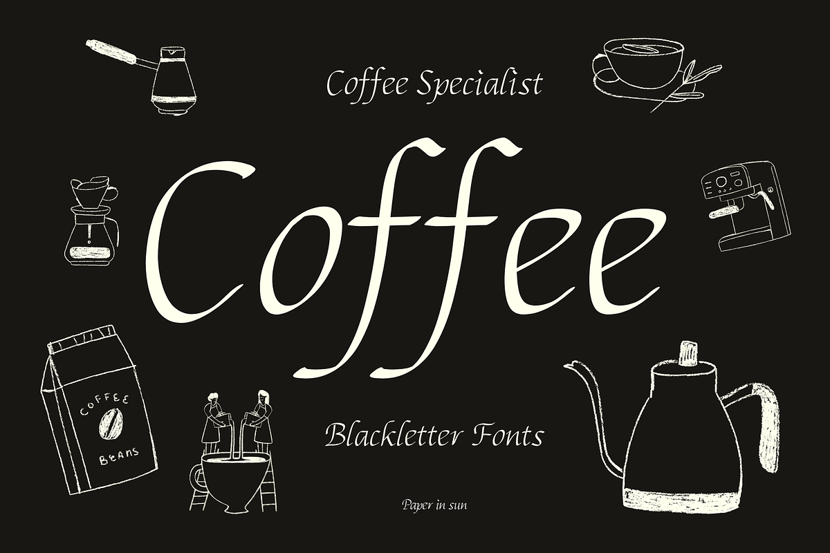 Coffee - Blackletter Fonts, a Blackletter Font by paperinsun (Photo 1 of 12)
