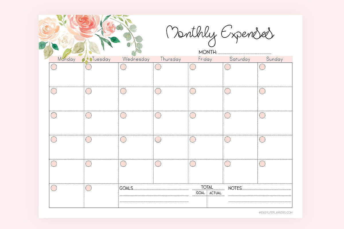 Monthly Expense Tracker PDF, a Stationery Template by EasyLifePlanners (Photo 4 of 4)