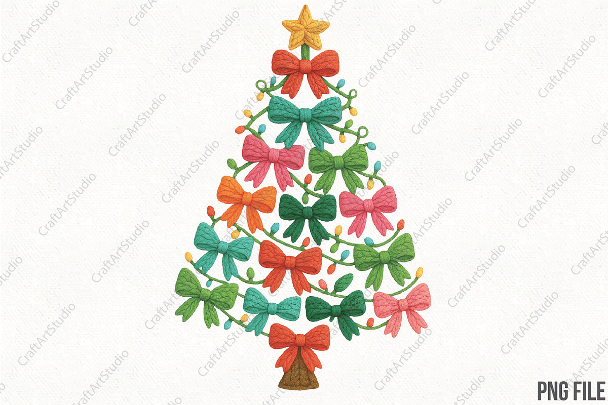 Bow Christmas tree PNG, an Illustration by CraftArtStudio (Photo 1 of 4)