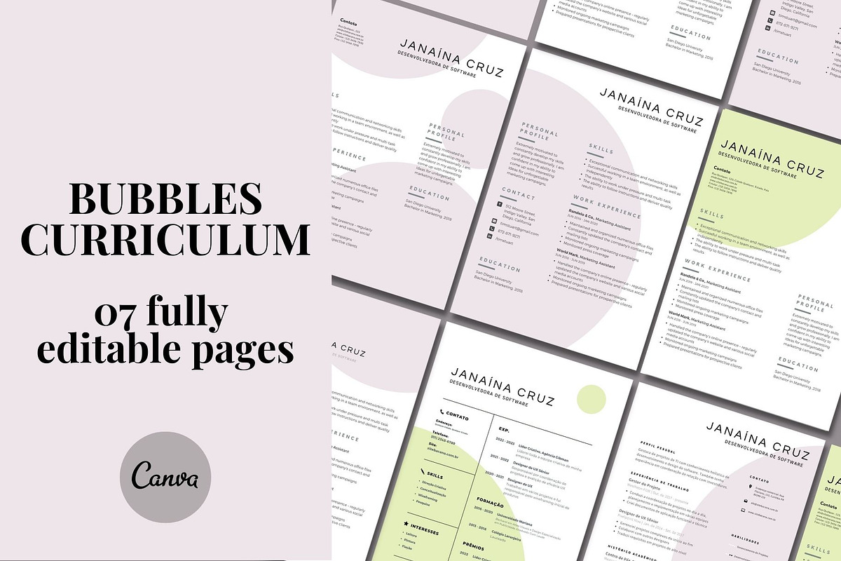 Bubbles Curriculum Canva Template, a Resume Template by BeNone Designs (Photo 1 of 3)