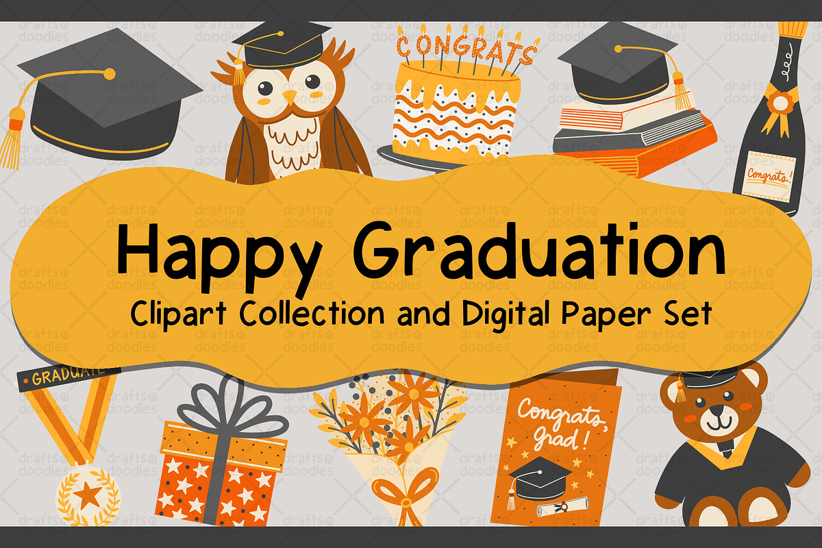 Graduation Clipart and Patterns, a Pattern Graphic by Drafts n Doodles (Photo 1 of 11)