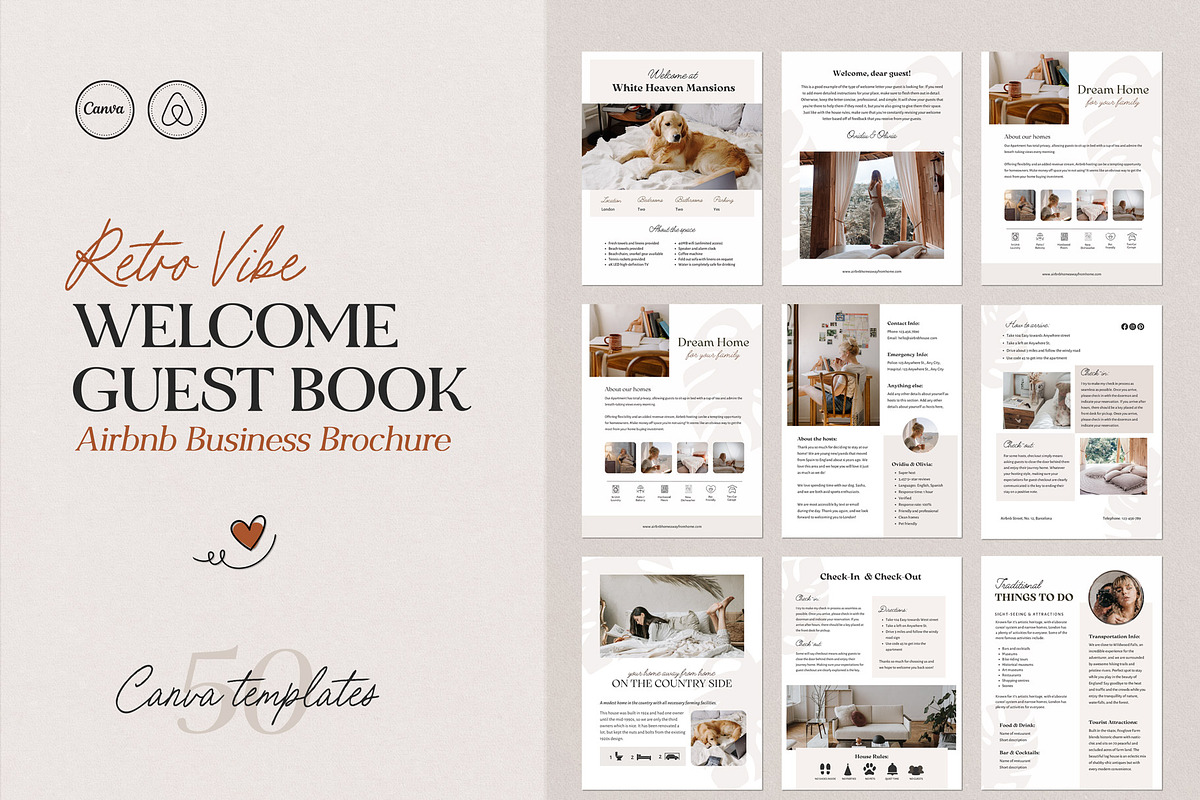 Airbnb Welcome Book Template Canva, a Marketing Template by Emmart Studio (Photo 1 of 7)