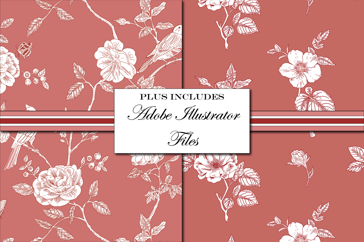 Red Toile de Jouy Patterns, a Pattern Graphic by RachelStudio (Photo 6 of 8)