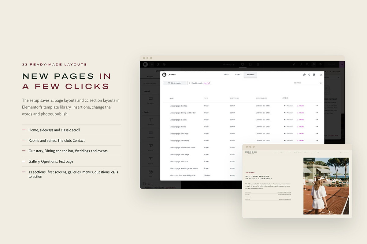 Tennis Club & Hotel Elementor Theme, a WordPress Template by Tomasz Ganclerz (Photo 8 of 21)