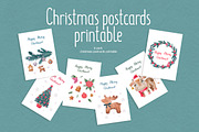 Christmas postcards printable, a Card Template by CreativeByLu (Thumbnail 1 of 5)