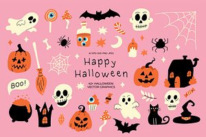 Retro Halloween Vector Set