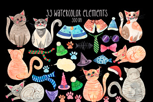 Cat Watercolor Clipart