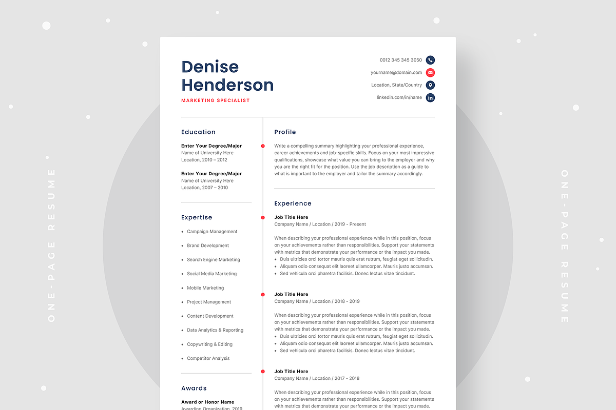 Resume Template Denise, a Resume Template by Olympia Resume (Photo 2 of 5)