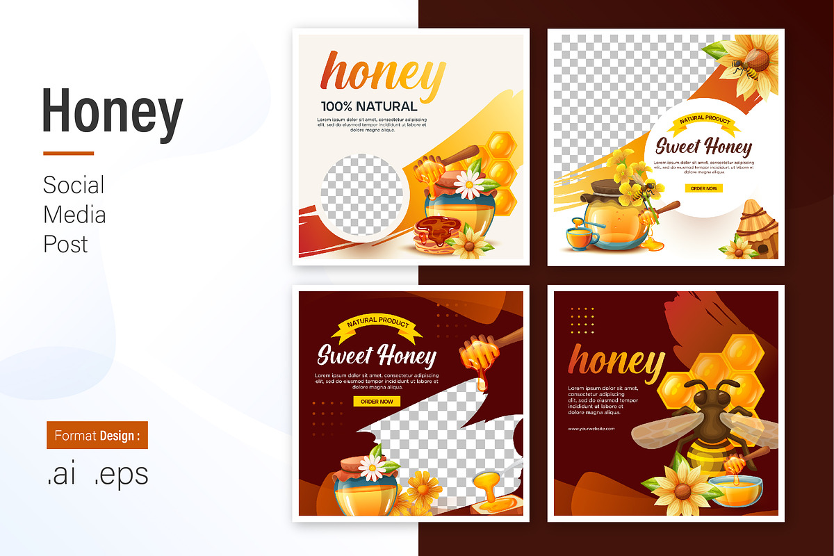 Honey Social Media Post Design, a Social Media Template by shin_std