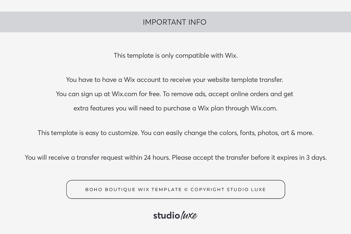 Boho Wix Website Template, a Wix Template by Studio Luxe Creative (Photo 12 of 12)