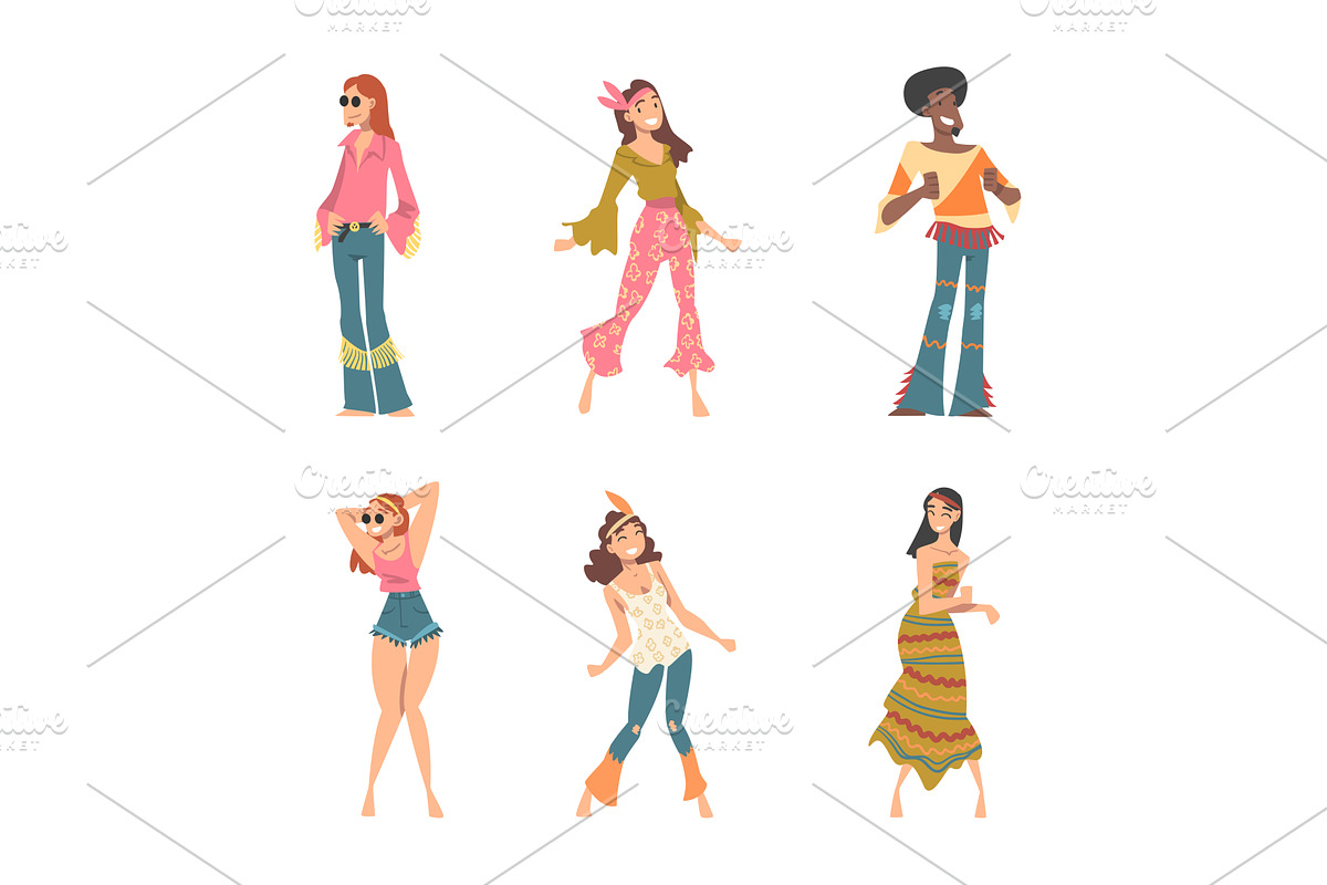 Hippie People Character in Retro, a Person Illustration by TopVectors