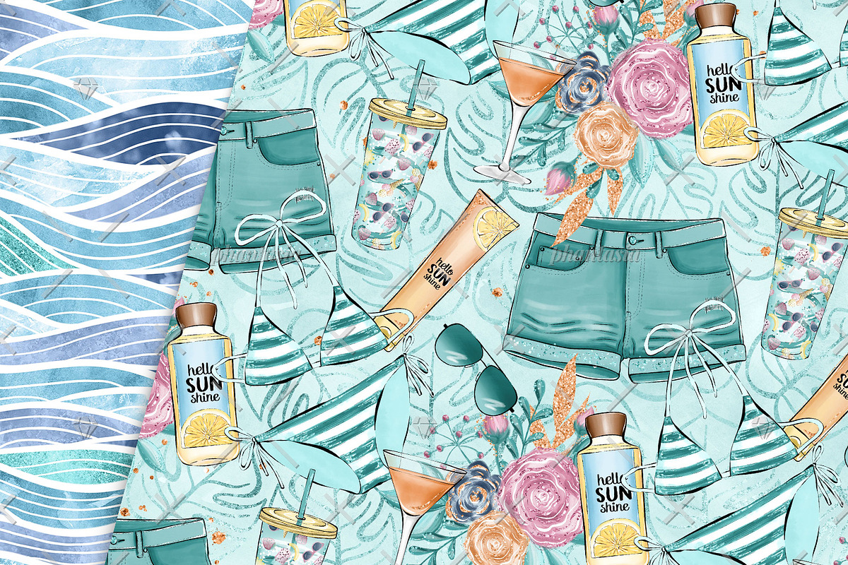 Poolside Digital Papers, a Pattern Graphic by Phantasia Design (Photo 7 of 7)