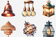 Watercolor Hanging Light Clipart, an Illustration by Black Bird Studio (Thumbnail 3 of 6)