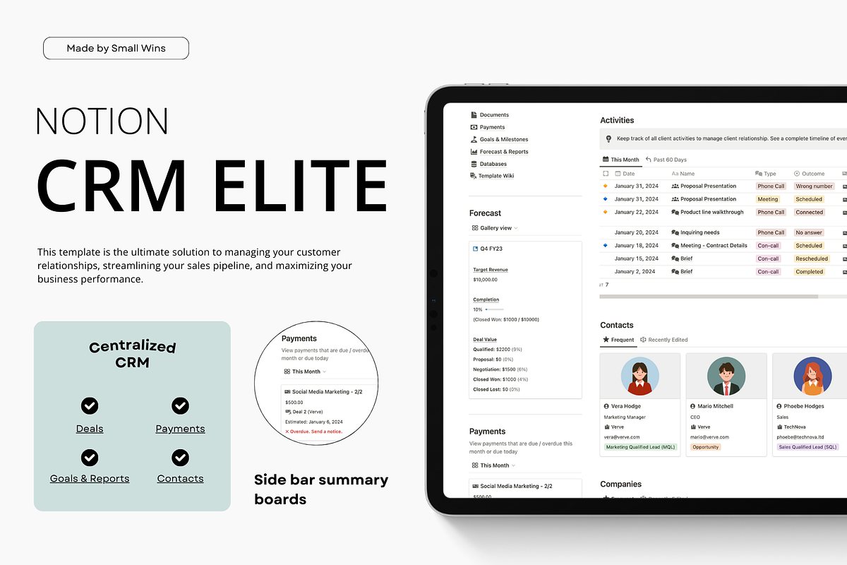 Notion CRM Elite, a Templates & Theme by Small Wins (Photo 1 of 5)