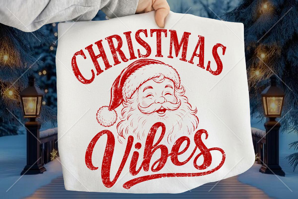 Vintage Santa Christmas Vibes PNG, a Seasonal Illustration by Canvas Craft (Photo 1 of 6)