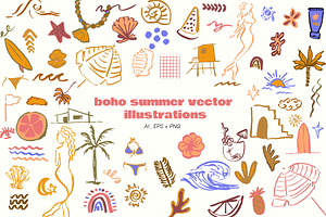 Boho Summer Vector Illustrations