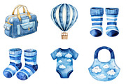 Navy Sky Blue Baby Nursery Clipart, an Illustration by SinaCreation (Thumbnail 3 of 5)