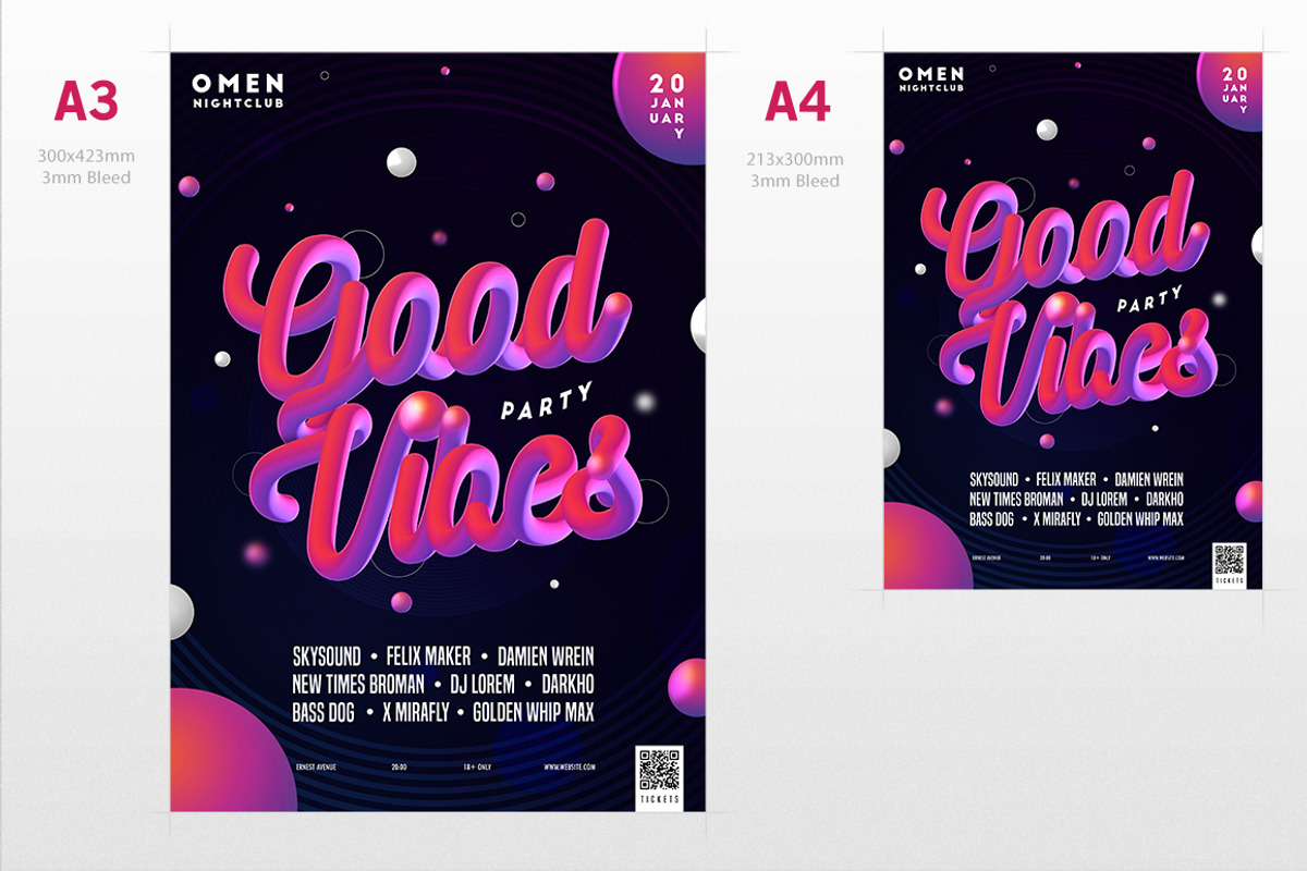 Good Vibes Party Flyer, a Flyer Template by NeonLeon (Photo 4 of 4)