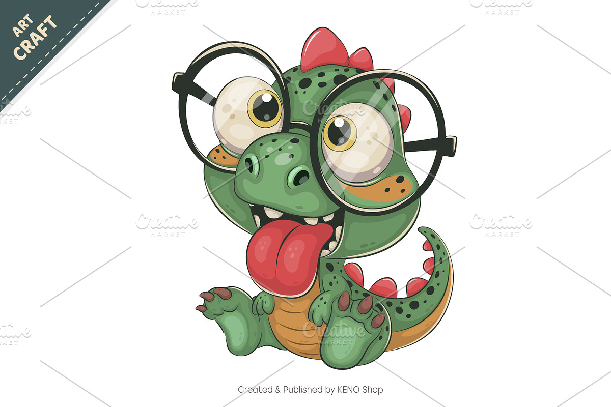 Cute cartoon dino. T-Shirt, PNG, SVG, an Animal Illustration by KENO Mascots (Photo 2 of 3)