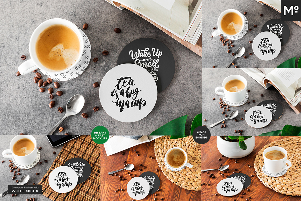 Round Coasters Mock-ups Set, a Cups & Container Mockup by Mocca Mockups Store (Photo 23 of 24)