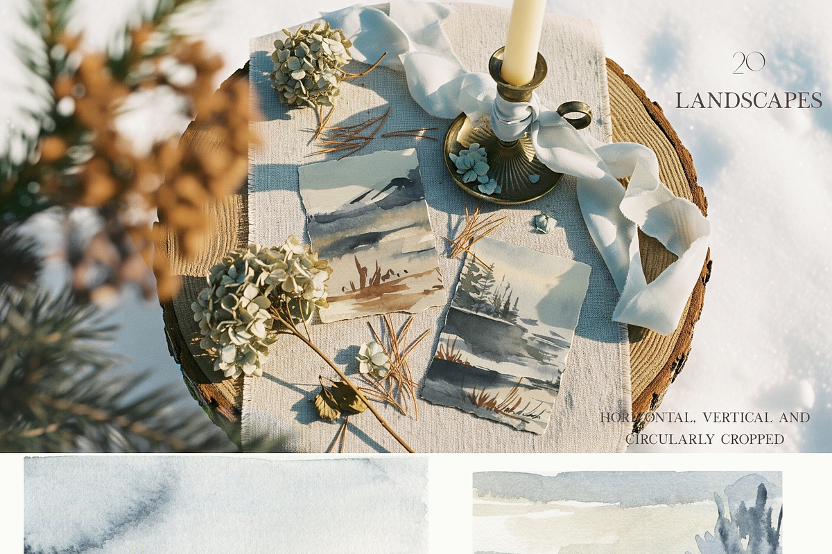 Hand Painted Winter Landscapes, a Seasonal Illustration by ArtMaslyana (Photo 2 of 5)