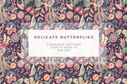 Delicate Butterflies, Floral Pattern, a Pattern Graphic by Velliniki (Thumbnail 5 of 11)