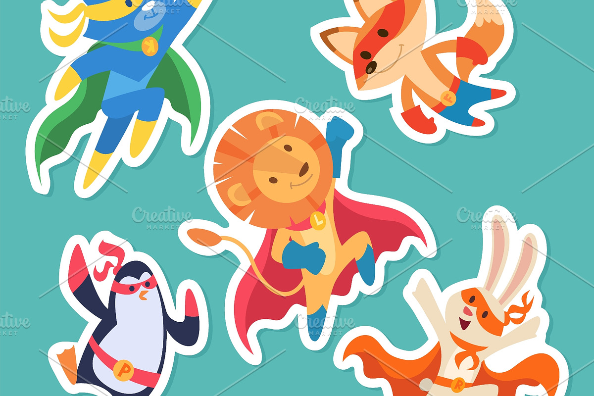 Cute superhero animal stickers cat, an Animal Illustration by Onyx (Photo 2 of 3)
