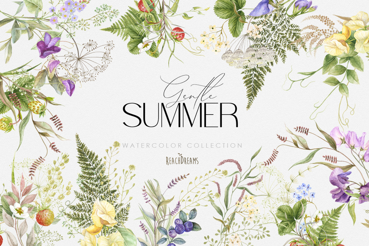 Meadow Flowers Strawberry Collection, a Decorative Illustration by ReachDreams (Photo 1 of 11)