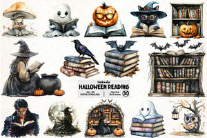 Halloween Reading Clipart, an Illustration by Pixels.Craft