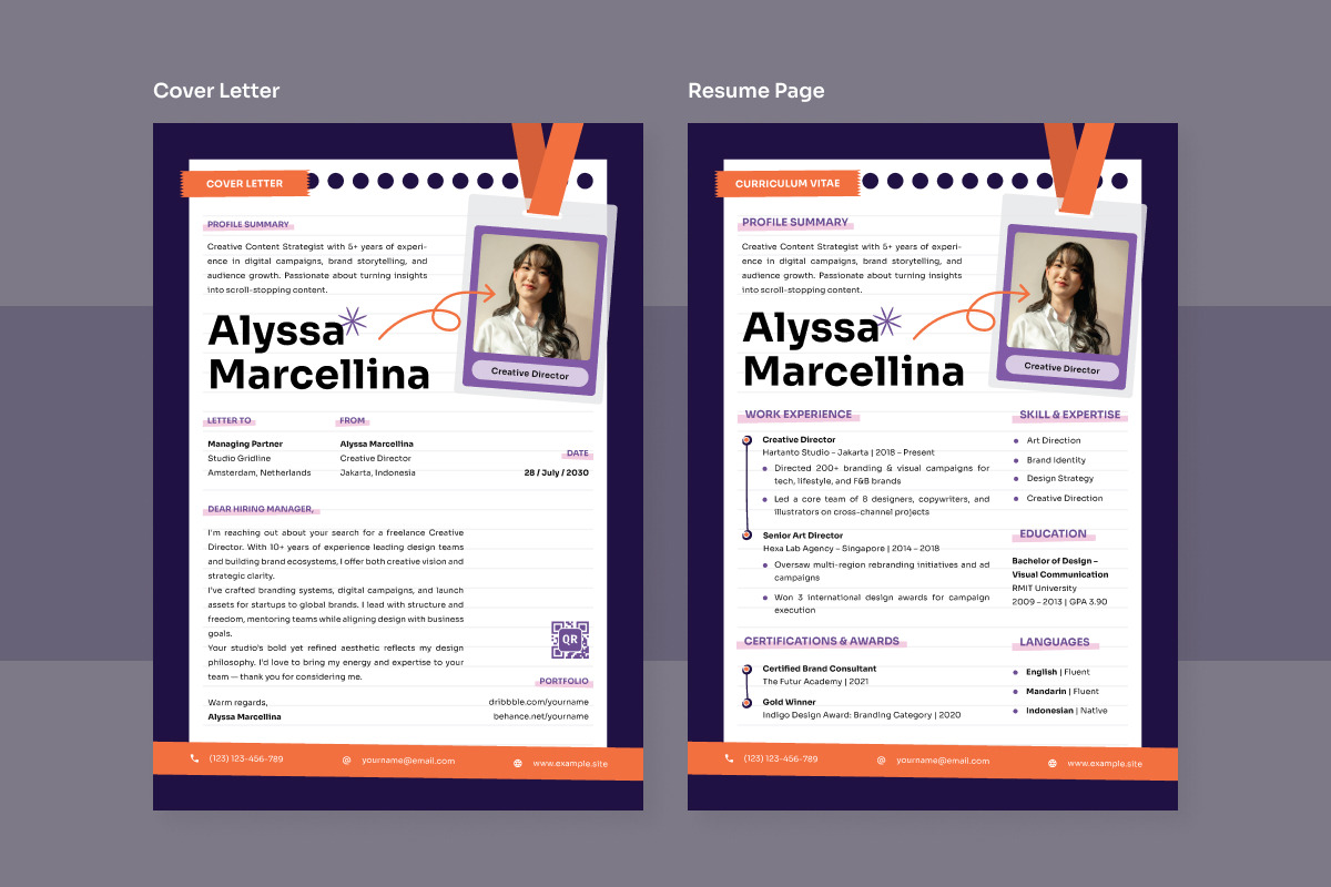 Elegant CV with Visual Character preview 2