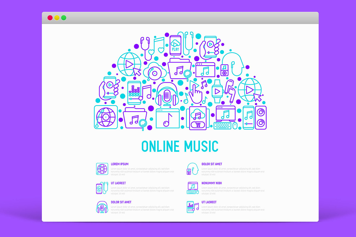 Online Music | 16 Thin Line Icons, an Outline Icon by Alex Blogoodf (Photo 9 of 11)