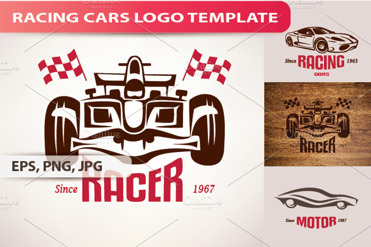3 Racing Cars Logo Template, a Branding & Logo Template by Janna Millionnaya (Photo 1 of 2)