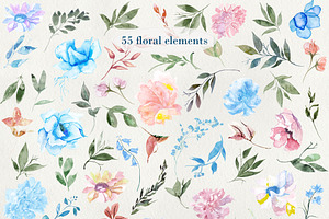 PNG Files Blush And Blue Flowers 1